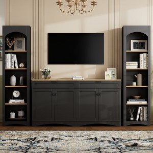 Okak 33"H Versatile Sideboard with Adjustable Shelves & 2 Drawers, Wood Grain Buffet Cabinet TV Stand for Living Room/Kitchen - 1 of 4