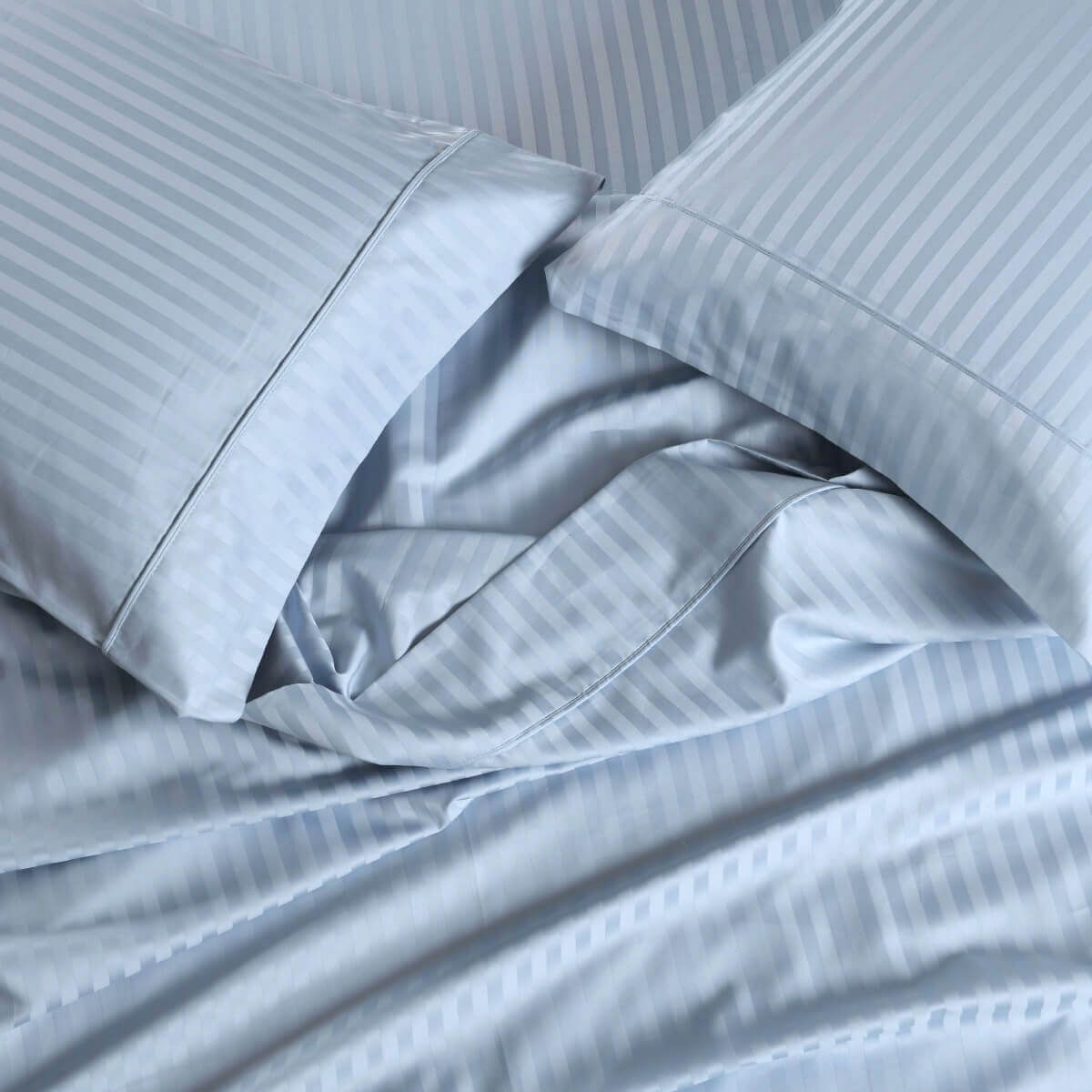 Egyptian Linens USA 608 Cotton Sheet Set - Extra Deep Pockets (22-inches) & Oversize Flat Sheet Striped Blue King