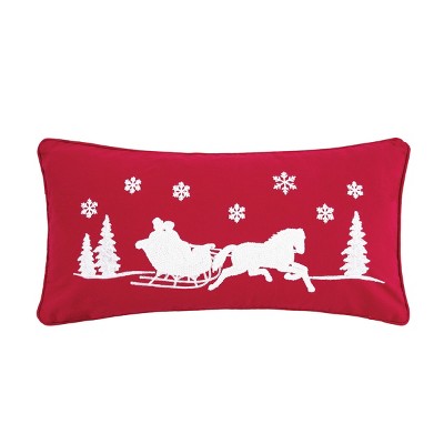 C&F Home 12" x 24" Sleigh Ride Chain Stitch Christmas Holiday Throw Pillow 1