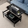 GlasFlength Living Room Modern Minimalist End Tables, Stylish and Fashion, Space Saving for Small Homes Spaces, Black,37.8”*17.72”*21.26" - 4 of 4