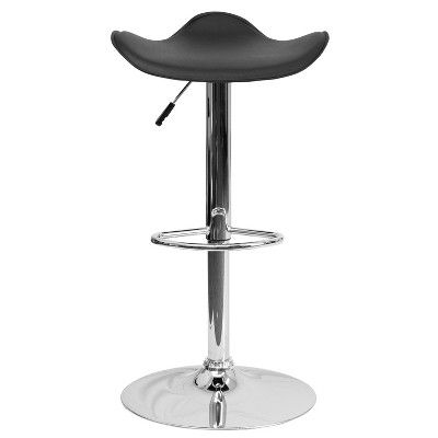 Black Adjustable Height Swivel Barstool with Chrome Base