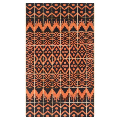Orange/Black Solid Knotted Accent Rug - (3'x5') - Safavieh