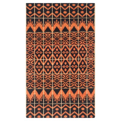 Orange/Black Solid Knotted Accent Rug - (3'x5') - Safavieh