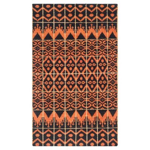 Orange/Black Solid Knotted Accent Rug - (3