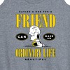 Women's - Peanuts - Dog Friend Make Ordinary Life Beautiful Graphic Racerback Tank - 2 of 4