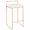 LumiSource Set of 3 Fuji Stacker Counter Height Barstools Gold/White Velvet - 2 of 4