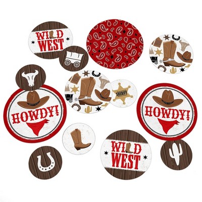 Big Dot of Happiness Western Hoedown - Wild West Cowboy Party Giant Circle Confetti - Party Decorations - Large Confetti 27 Count