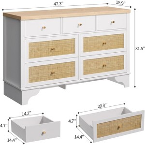 Dresser for Bedroom with 7 Drawers, 7 Drawers Double Dresser, 47.3'' Wide Wood Chest of Drawers with Wood Drawer Organizer with Sturdy Base - 1 of 4