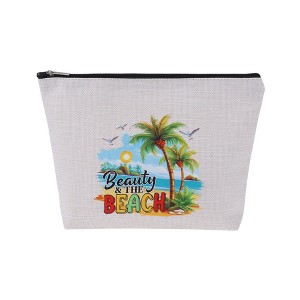 Unique Bargains Linen Printed Travel Cosmetic Bag White 1 Pc - 1 of 4