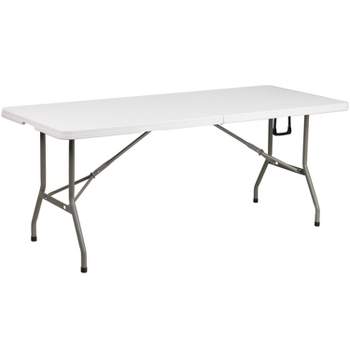 Flash Furniture 6-Foot Bi-Fold Plastic Banquet and Event Folding Table with Carrying Handle