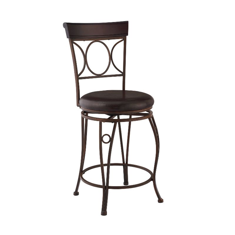 Circles Back 24&#34; Upholstery Swivel Seat Counter Height Barstool Metal/Black - Linon, 1 of 15