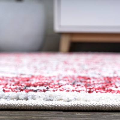 Handmade Red and Ivory Synthetic Medallion Area Rug, 3' x 5'