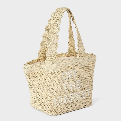 A New Day Straw Embellished Bridal Tote Bag - A New Day™ Natural — фото 3