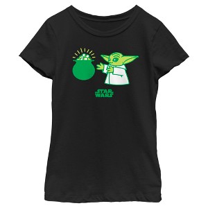 Girl's Star Wars: The Mandalorian St. Patrick's Day Grogu Pot of Gold T-Shirt - 1 of 4