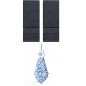 REGALWOVEN 3 Pcs Soft Absorbent Hand Towel Bathroom Decorative Set - 1 of 4