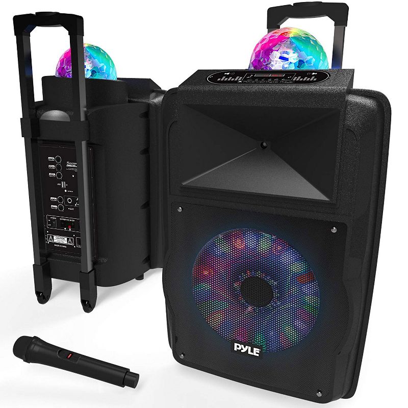 Pyle Portable 700-Watt Inside/Outside Wireless Speaker/Subwoofer DJ Karaoke Machine with Fun LED Disco Party Lights, 1 of 6