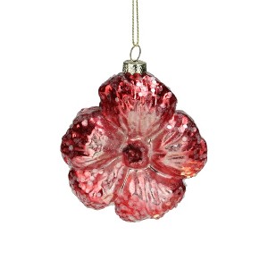 Northlight 3.5" Pink Iridescent Glass Flower Christmas Ornament - 1 of 4
