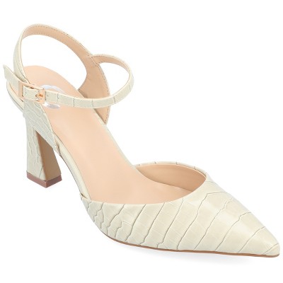 Journee Collection Womens Nixey Croco Texture Buckle Pointed Toe Pumps