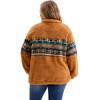 Agnes Orinda Women's Plus Size 1/4 Zip Fleece Long Sleeve Fuzzy Casual Western Aztec Print Pullover Sweatshirt with Pockets - 4 of 4