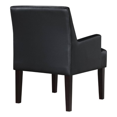 Black Faux Leather Accent Chair with Wood Legs