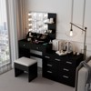 KTMBDW Vanity Desk with Mirror, LED Lights and Power Outlet Makeup Vanity Table with 9 Drawers and 2 Storage Shelves Dressing Table for Bedroom - 2 of 4