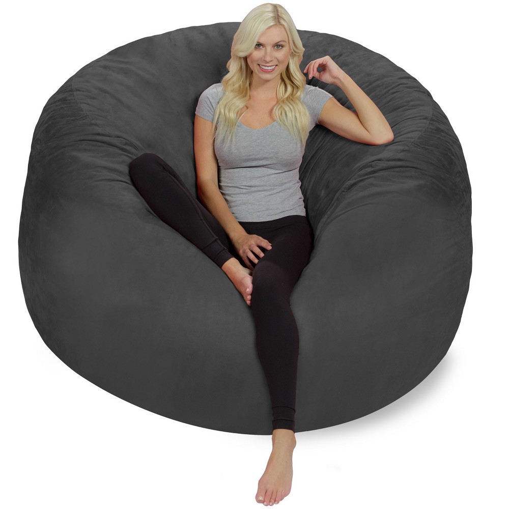 6' Huge Bean Bag Chair with Memory Foam Filling and Washable Cover Charcoal - Relax Sacks