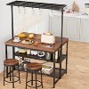 Vintage Kitchen Island with 5 Racks, 42"/47"Multi-Functional Coffee Bar Table with Storage Shelf - 4 of 4