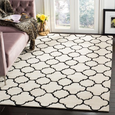 Ivory and Black Hand-Tufted Wool Area Rug