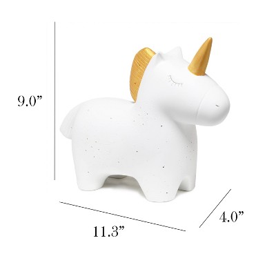 White Porcelain Unicorn Night Light with Gold Trim