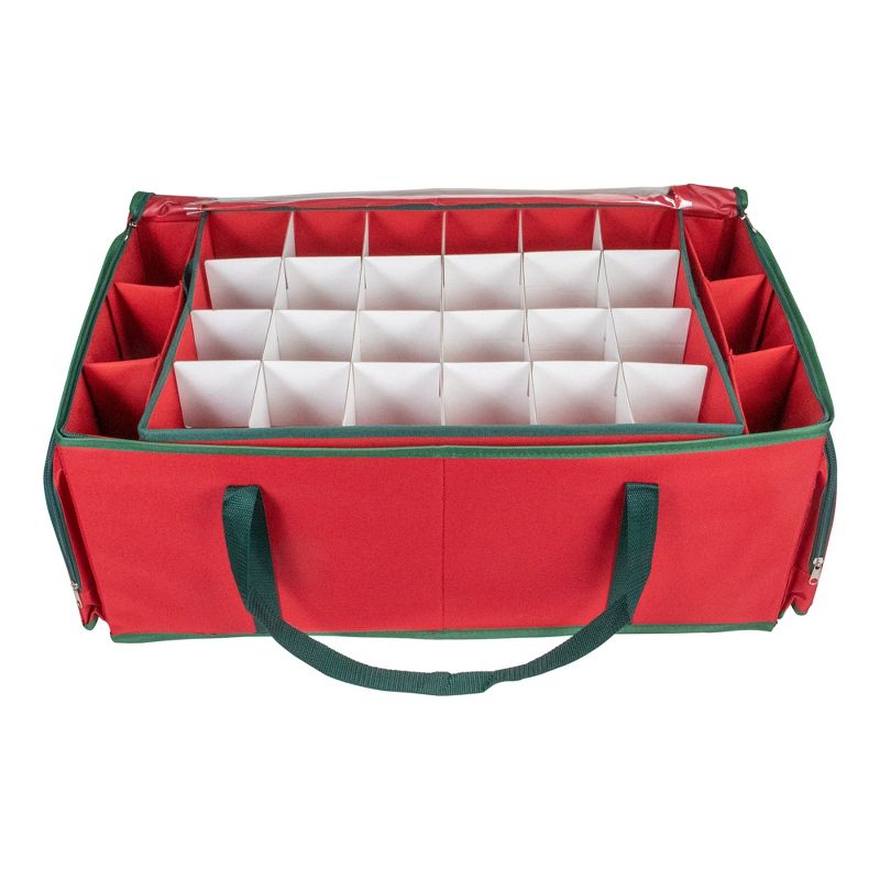 Northlight 24” Red and Green Christmas Ornament Storage Bag with Removable Dividers, 5 of 8