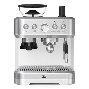 GustoWave Stainless Steel Semi Automatic Coffee & Espresso Machine with Grinder & Milk Frother, 15 Bar Pump - 1 of 4