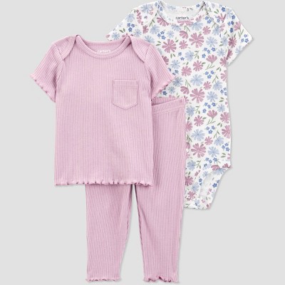 Carter's Just One You®️ Baby Girls' Floral Printed Top & Bottom Set - Mauve