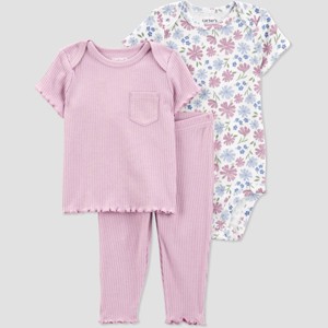 Carter's Just One You®️ Baby Girls' Floral Printed Top & Bottom Set - Mauve - 1 of 3