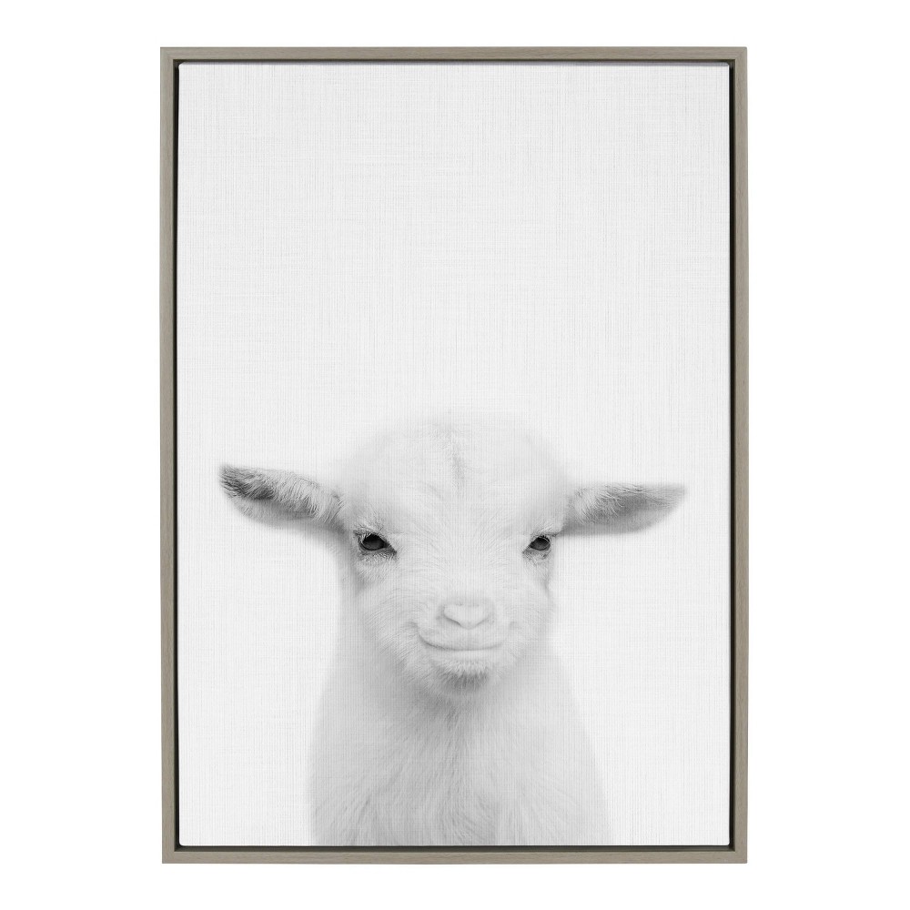 Photos - Other interior and decor 23" x 33" Sylvie Baby Goat Framed Canvas by Simon Te Tai Gray - Kate & Lau