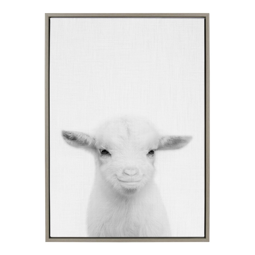 Photos - Other Decoration 23" x 33" Sylvie Baby Goat Framed Canvas by Simon Te Tai: Nursery Art, Ani