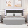 Queen Size Upholstered Bed with LED Lights, Modern Platform Bed with Velvet Headboard 4W - ModernLuxe - 2 of 4