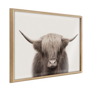 Kate and Laurel Blake Hey Dude Highland Cow Color Framed Printed Art by The Creative Bunch Studio, 24x32, Natural - 1 of 4