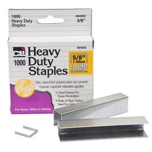 Charles Leonard Heavy Duty Staples, 5/8 Inch Leg Length, Carbon Steel, Silver, 1000/Box (Case of 6) - 1 of 1