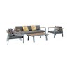 Nertpow 4-Piece Teak Wood Outdoor Patio Set in Gray Finish with Gray Cushions ¨C Loveseat, 2 Chairs, Coffee Table - 2 of 4