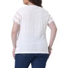 Agnes Orinda Women's Plus Size Round Neck Short Sleeve Lace Panel Dressy Eyelet Summer Casual T-Shirts - 4 of 4