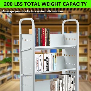 Garvee 200LBS Book Cart, 30x14x49 V-Shaped Rolling Library Cart with 4 Inch Lockable Wheels for Libraries, Offices, Home Shelves, and Schools - 1 of 4