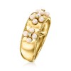 Ross-Simons 2-2.5mm Cultured Pearl Floral Ring With Diamonds in 18kt Gold Over Sterling - 3 of 4