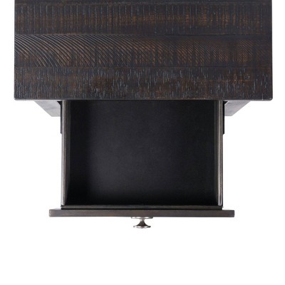 Espresso Brown Square Wood End Table with Drawer