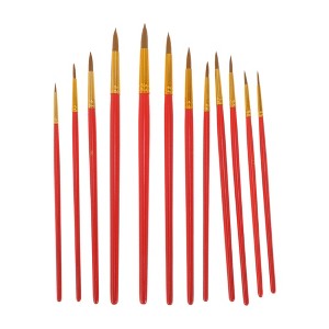 Unique Bargains 12 Pointed Tips Applicable Paint Type Oil Paint Brush Style Round Tip Bristles Nylon Wood 12 Pcs - 1 of 3