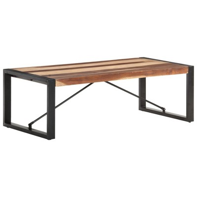 vidaXL Coffee Table with Live Edges 23.6"x23.6"x15.7" Solid Acacia Wood