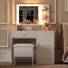 Vanity Desk with Mirror and Light Bulbs, Makeup Table with Open Shelves and Drawers - 3 of 4