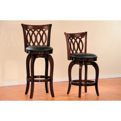 Black Faux Leather and Wood Swivel Bar Stool
