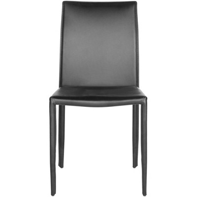 Karna Black Leather Upholstered Dining Side Chair Set