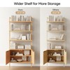 Rattan Ladder Bookshelf, 31.5" Wide 6-Tier Bookcase with Cabinet Doors, Wooden Storage Shelf for Living Room or Office - 4 of 4