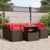 vidaXL 7 Piece Garden Sofa Set with Cushions Poly Rattan - Brown without storage - 2 of 4